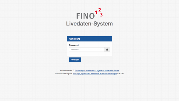 Screenshot des Login-Screens der Webanwendung FINO Livedaten-System.