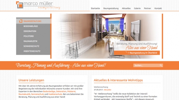 Screenshot der Webseite 'Raumgestalter Marco Müller'