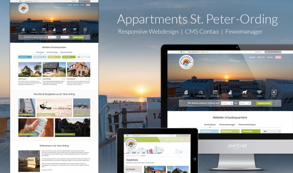 Das neue Webdesign für die Appartments St. Peter-Ording GmbH macht Lust auf Urlaub an der Nordsee.