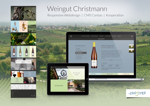 Edle Weine aus der Pfalz: In Zusammenarbeit mit der Agentur GJS Kiel haben wir die neue Webseite für das Weingut Christmann auf Basis von Contao umgesetzt.