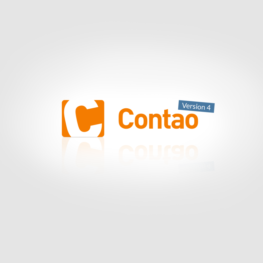 Bildmontage des Contao-Logos mit dem Schriftzug Version 4 und #Redakteure
