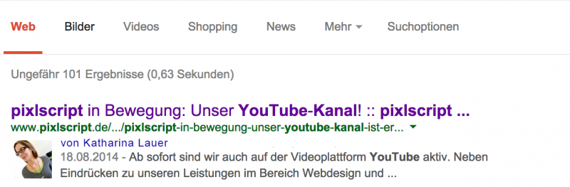 Screenshot eines Eintrags mit Autoreninformation aus den Google-Suchergebnissen.