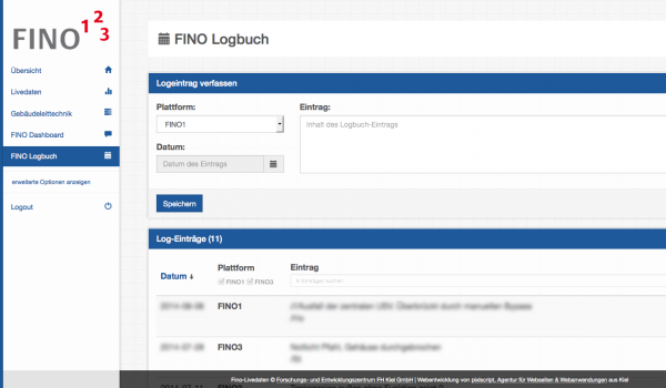 Wichtige Ereignisse können im Logbuch des Systems festgehalten werden.