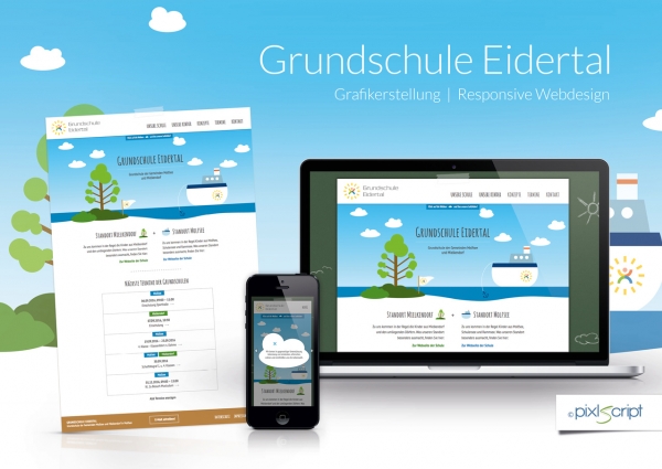 Zielgruppengerechtes Webdesign: Für die Grundschule Eidertal haben wir eine neue Webseite im kindgerechten Design realisiert.