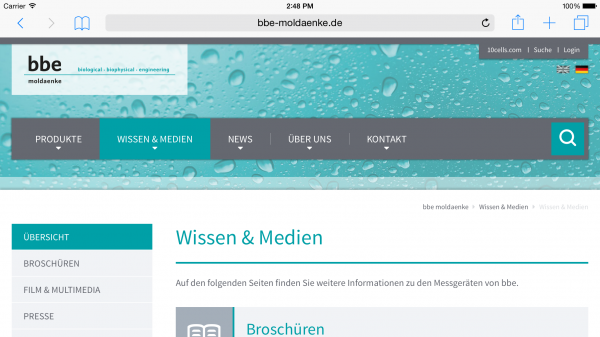 Das Webdesign passt sich automatisch dem Endgerät des Nutzers an (hier zu sehen auf einem iPad).