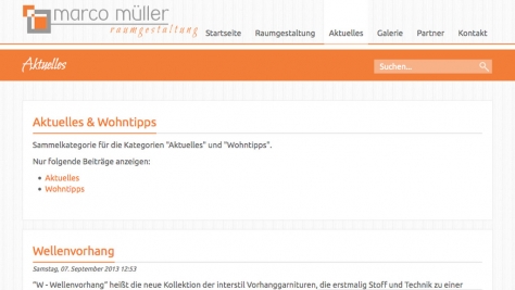 Aktuelle Information werden in Blog-ähnlicher Form auf der Website gelistet.