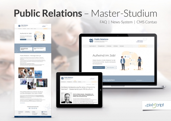 Die Webseite des Masterstudiengangs Public Relations der FH Kiel erstrahl in neuem Webdesign und läuft nun auf Basis von Contao.