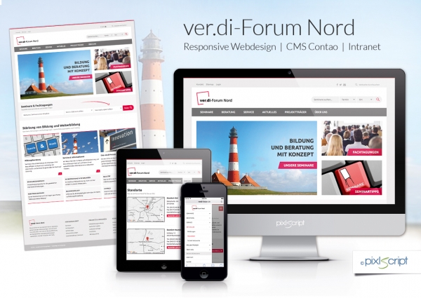 Nach einem umfangreichen konzeptionellen Relaunch haben wir die neue Webseite der ver.di-Forum Nord gGmbH entwickelt.