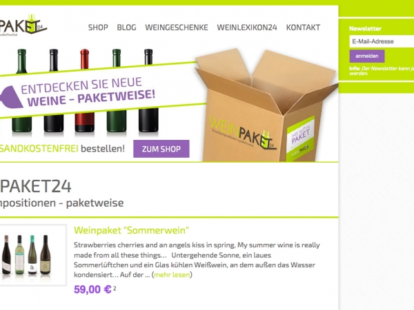 Das Team von Weinpaket24 haben wir bei der Erstellung eines Online-Shops unterstützt.
