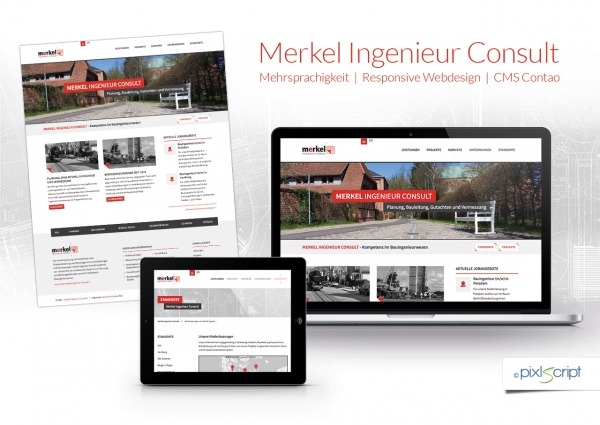 Für Merkel Ingenieur Consult aus Norddeutschland haben wir einen Relaunch auf Basis von Contao durchgeführt und maßgeschneiderte Features integriert.