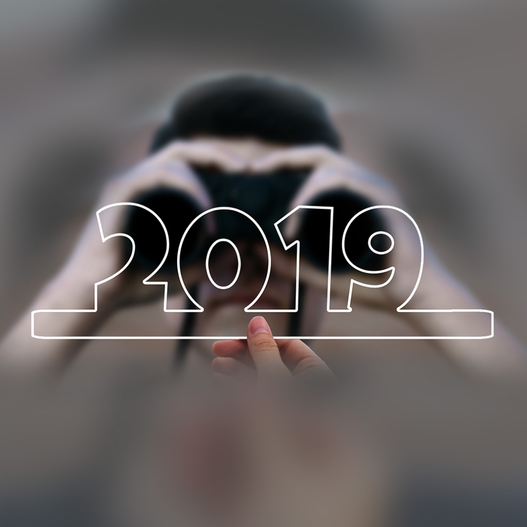 Blick durch ein Fernglas auf das Jahr 2019