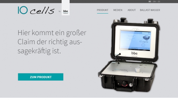 Screenshot der Startseite der Landingpage für das Produkt 10cells.