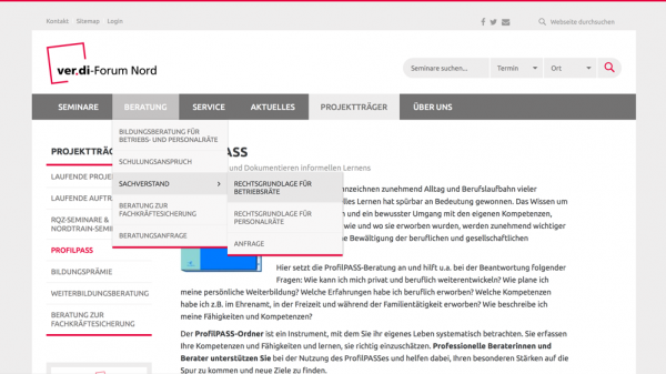 Eine komfortable Drop-Down-Navigation ermöglicht eine effektive und verständliche Navigation durch die Webseite.