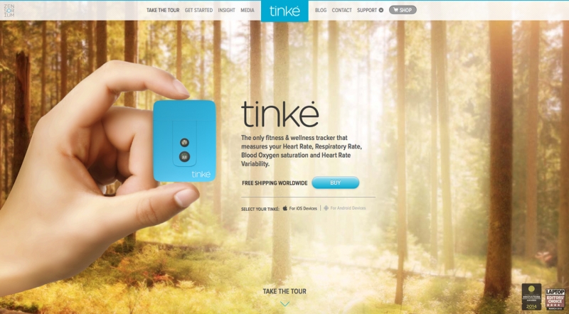 Screenshot der Webseite des Fitness-Trackers "Tinke"