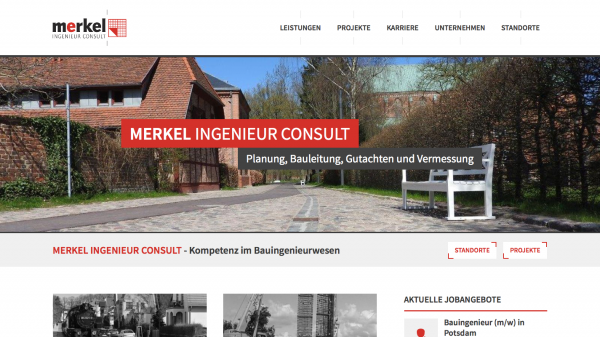 Screenshot der Startseite von Merkel Ingenieur Consult