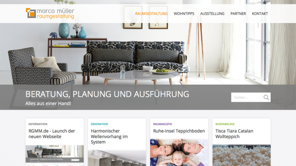Startseite der neuen Webseite des Raumgestalters Marco Müller aus Hamburg