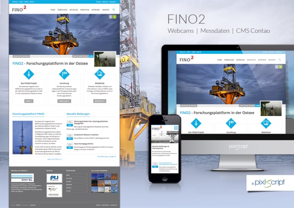 Neben FINO1 und FINO3 präsentiert sich seit September auch die Webseite der Forschungplattform FINO2 im neuen Webdesign und auf Basis von Contao.