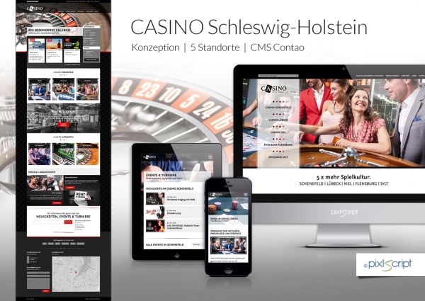 Modernes Webdesign für Casino Schleswig-Holstein: Im Zuge des Rebrandings haben wir in Zusammenarbeit mit der Agentur Rockmedia einen umfangreichen Relaunch mit insgesamt 6 Webseiten durchgeführt.