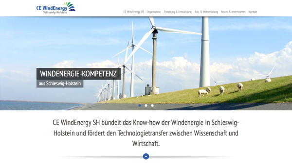 Ein Screenshot der Webseite des CE WindEnergy SH.