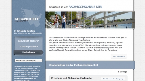 Auf der Webseite sind alle Gesundheits-Hochschulen in Schleswig-Holstein verzeichnet.