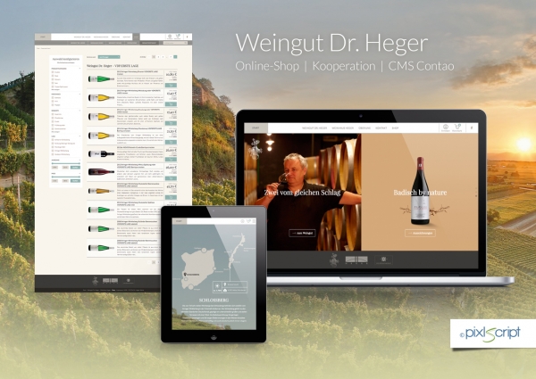 Relaunch mit Online-Shop: Gemeinsam mit der Agentur GJS Kiel haben wir eine neue Contao-Webseite mit Online-Shop für das Weingut Dr. Heger entwickelt.